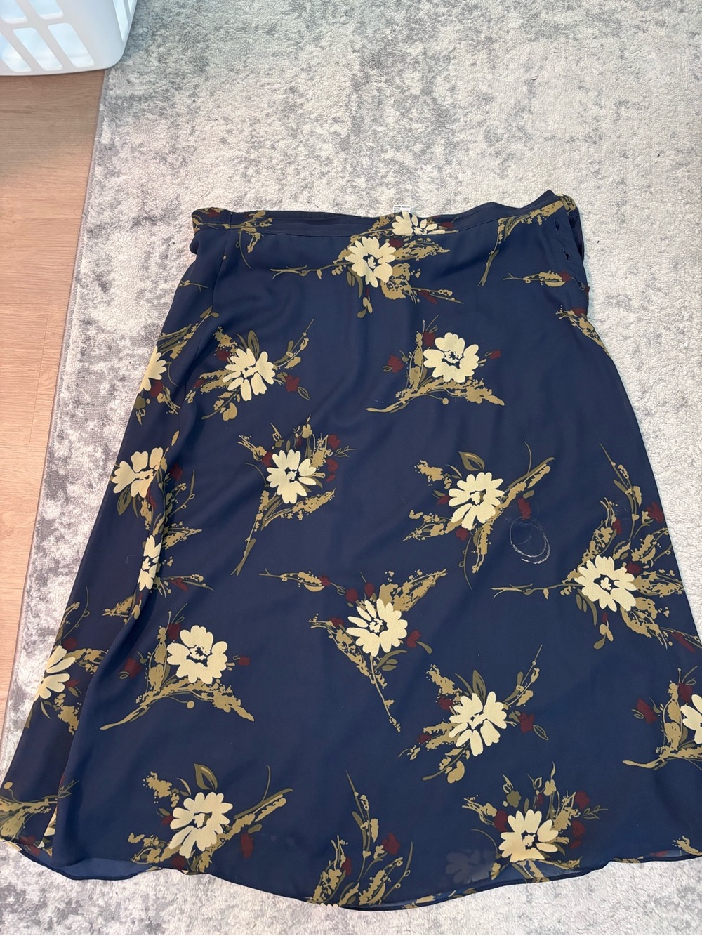 Sag Harbor Navy Floral A-Line Skirt with Cream Blooms